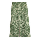 Green Maya Calendar Print Cotton Front Slit Maxi Skirt