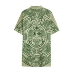 Green Maya Calendar Print Cotton Hawaiian Shirt
