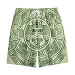 Green Maya Calendar Print Cotton Shorts