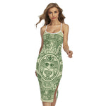 Green Maya Calendar Print Cross Back Cami Dress