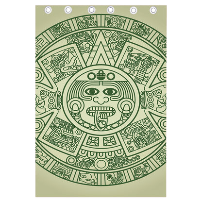 Green Maya Calendar Print Curtain