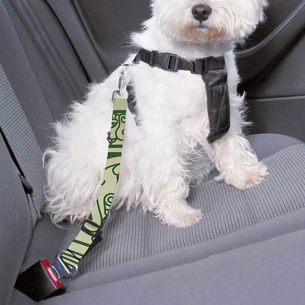 Green Maya Calendar Print Dog Seat Belt