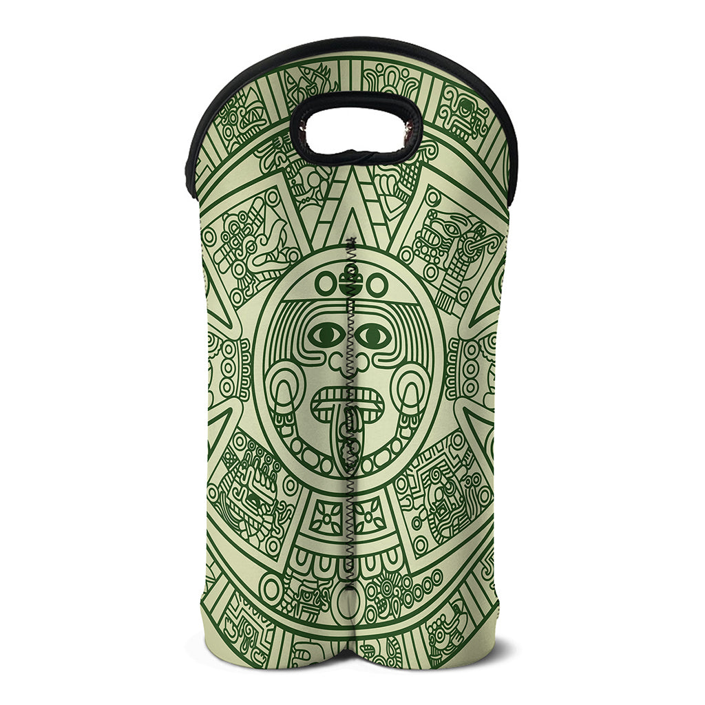 Green Maya Calendar Print Double Neoprene Wine Tote