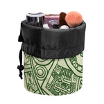 Green Maya Calendar Print Drawstring Makeup Bag