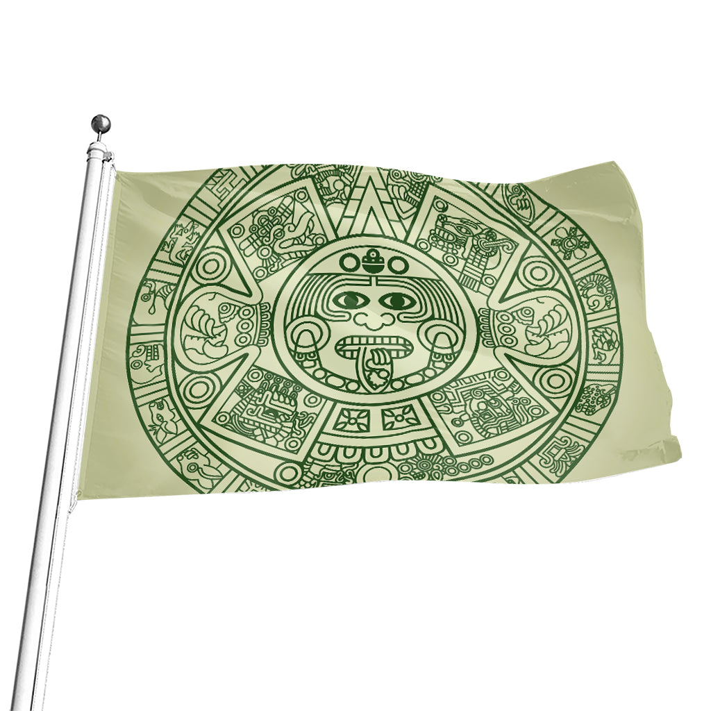 Green Maya Calendar Print Flag