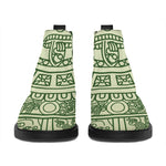 Green Maya Calendar Print Flat Ankle Boots