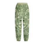 Green Maya Calendar Print Fleece Lined Knit Pants