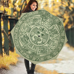 Green Maya Calendar Print Foldable Umbrella