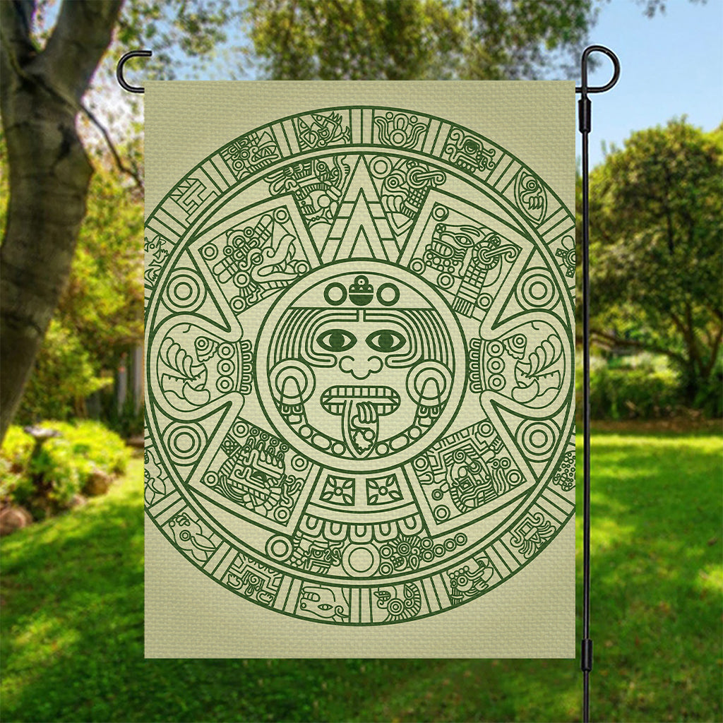 Green Maya Calendar Print Garden Flag