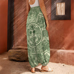 Green Maya Calendar Print Harem Pants