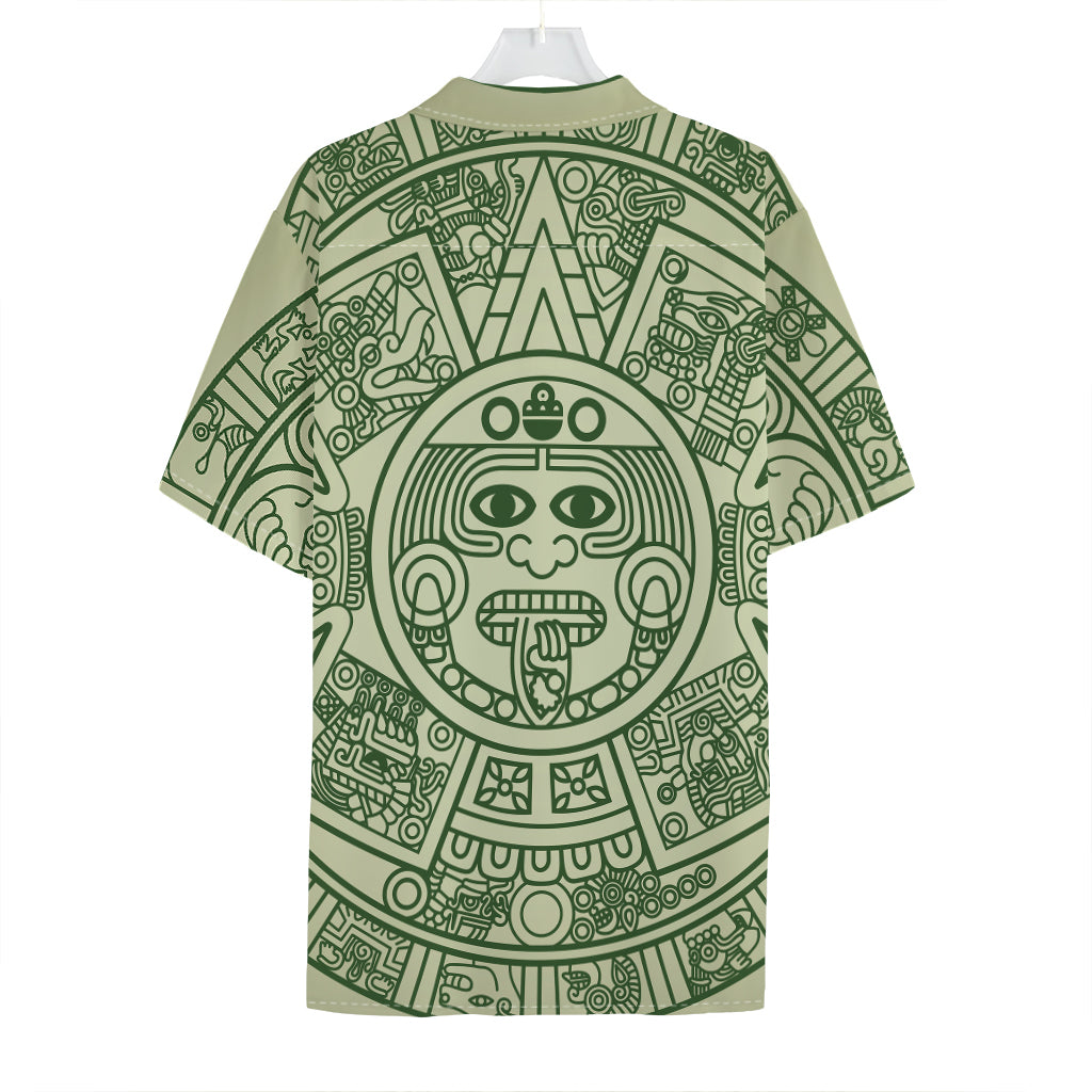 Green Maya Calendar Print Hawaiian Shirt