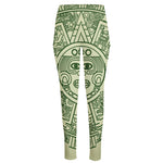 Green Maya Calendar Print High-Waisted Pocket Leggings