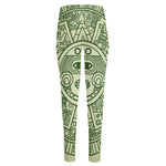 Green Maya Calendar Print High-Waisted Pocket Leggings