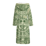 Green Maya Calendar Print Hooded Bathrobe