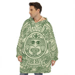Green Maya Calendar Print Hoodie Blanket