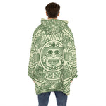 Green Maya Calendar Print Hoodie Blanket
