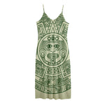 Green Maya Calendar Print Jersey Midi Cami Dress