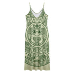 Green Maya Calendar Print Jersey Midi Cami Dress