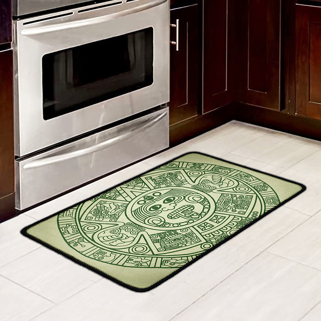 Green Maya Calendar Print Kitchen Mat