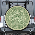 Green Maya Calendar Print Leather Spare Tire Cover