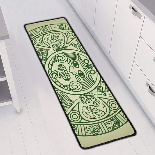 Green Maya Calendar Print Long Kitchen Mat