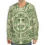 Green Maya Calendar Print Long Sleeve Baseball Jersey