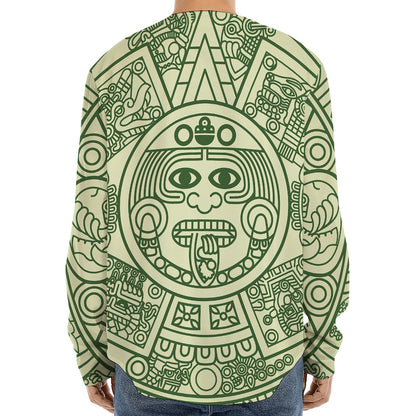 Green Maya Calendar Print Long Sleeve Baseball Jersey