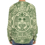 Green Maya Calendar Print Long Sleeve Baseball Jersey