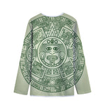 Green Maya Calendar Print Long Sleeve Short Coat