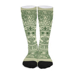 Green Maya Calendar Print Long Socks