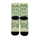 Green Maya Calendar Print Long Socks