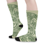 Green Maya Calendar Print Long Socks