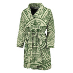 Green Maya Calendar Print Men's Bathrobe