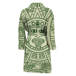 Green Maya Calendar Print Men's Bathrobe