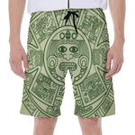 Green Maya Calendar Print Men's Beach Shorts