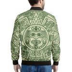 Green Maya Calendar Print Men's Bomber Jacket