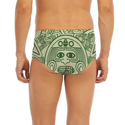 Green Maya Calendar Print Men's Briefs