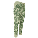 Green Maya Calendar Print Men's Compression Pants