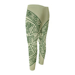 Green Maya Calendar Print Men's Compression Pants