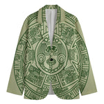 Green Maya Calendar Print Men's Cotton Blazer