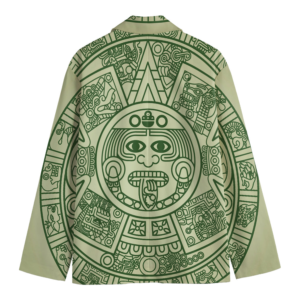 Green Maya Calendar Print Men's Cotton Blazer