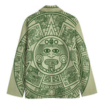 Green Maya Calendar Print Men's Cotton Blazer