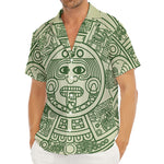 Green Maya Calendar Print Men's Deep V-Neck Shirt