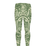 Green Maya Calendar Print Men's leggings