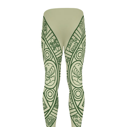 Green Maya Calendar Print Men's leggings