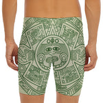 Green Maya Calendar Print Men's Long Boxer Briefs