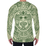 Green Maya Calendar Print Men's Long Sleeve T-Shirt