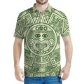 Green Maya Calendar Print Men's Polo Shirt
