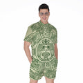 Green Maya Calendar Print Men's Romper