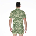 Green Maya Calendar Print Men's Rompers